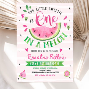 editable watermelon invitation one in a melon first birthday invitations pink watermelon party invite 5