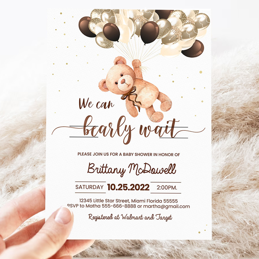 editable we can bearly wait baby shower invitation teddy bear invite bear themed shower printable template 3