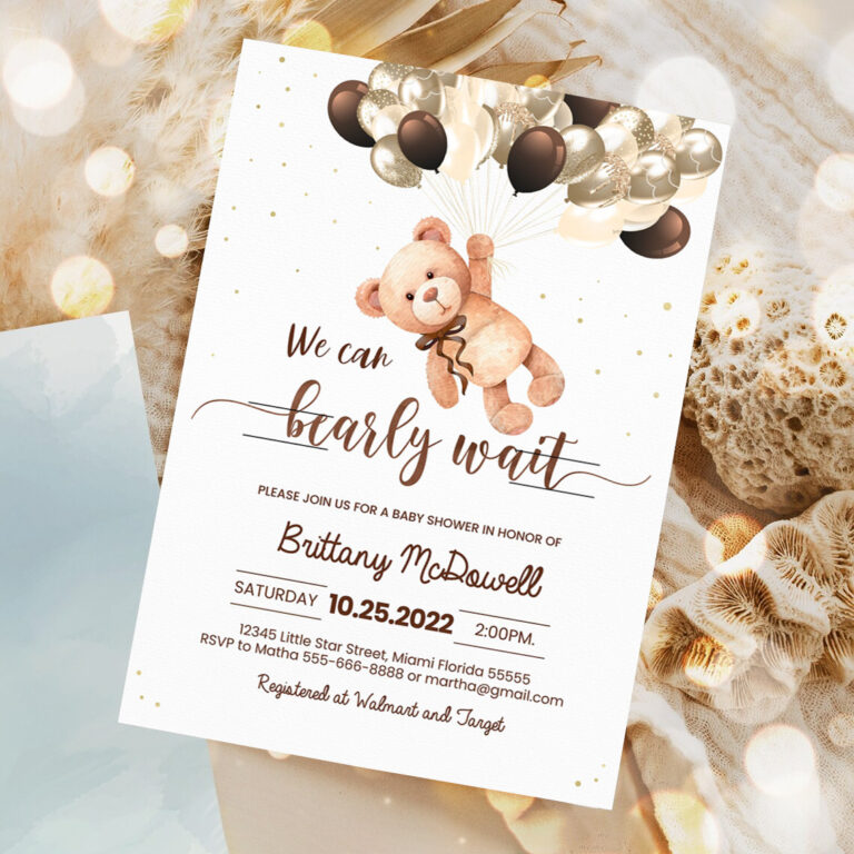 editable we can bearly wait baby shower invitation teddy bear invite bear themed shower printable template 5