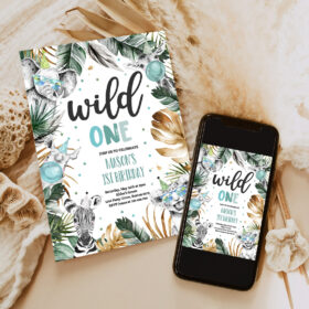 editable wild one birthday invitation safari animals invite jungle safari animal party modern monochrome safari party 6