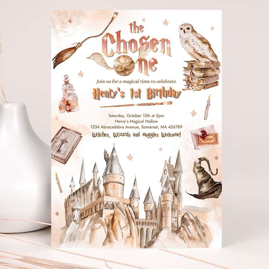editable wizard birthday party invitation the chosen one 1st birthday party magic school wizardry birthday party 2