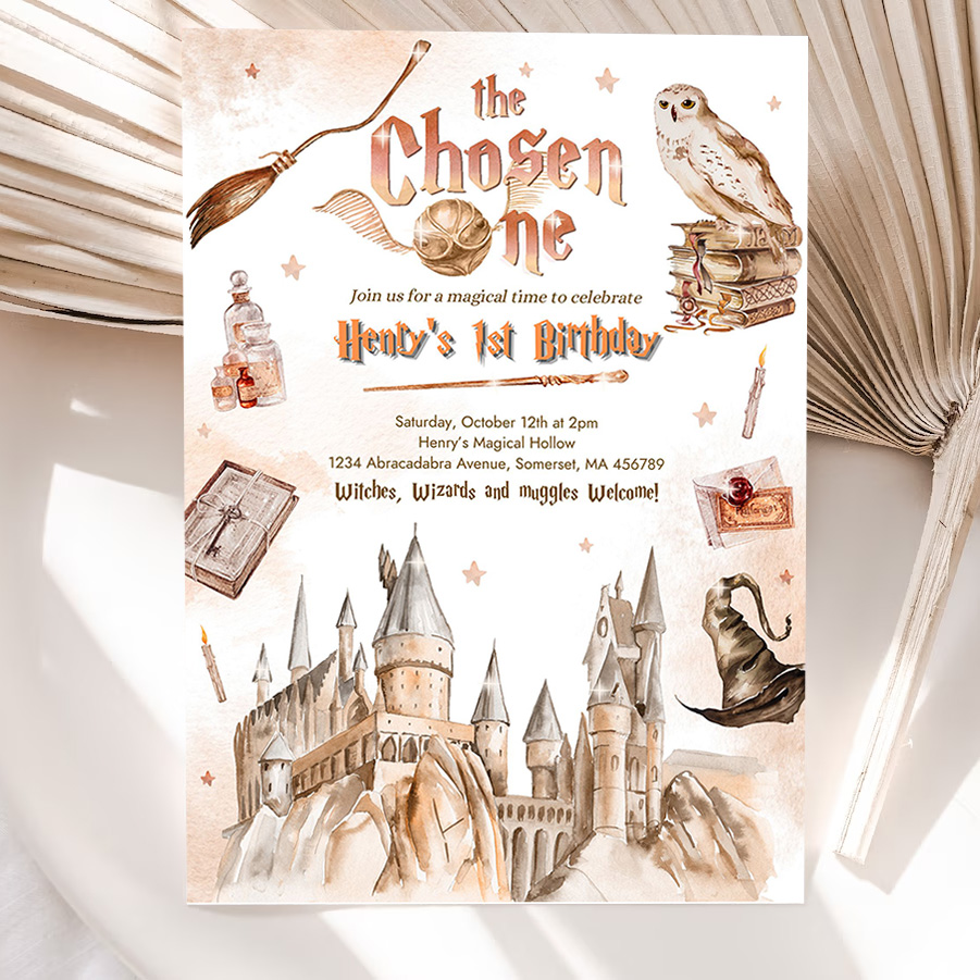 editable wizard birthday party invitation the chosen one 1st birthday party magic school wizardry birthday party 5