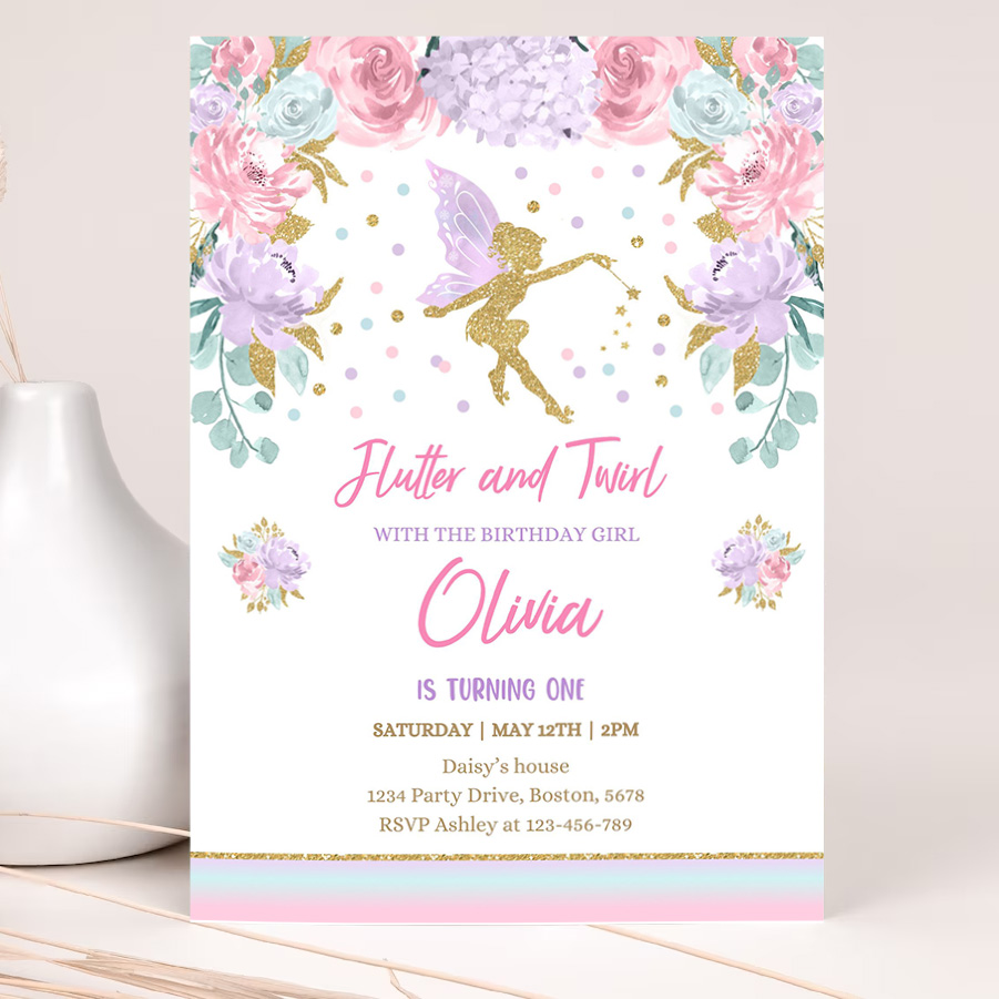 fairy invitation fairy birthday invitation whimsical enchanted pixie party magical floral fairy party 2