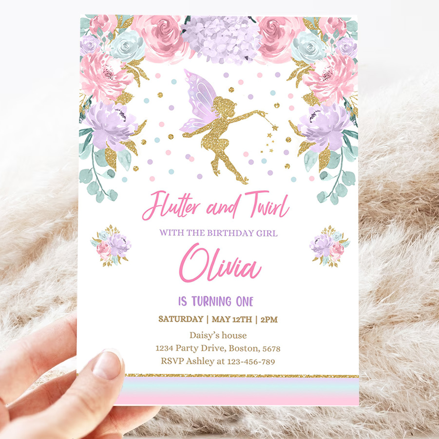 fairy invitation fairy birthday invitation whimsical enchanted pixie party magical floral fairy party 3