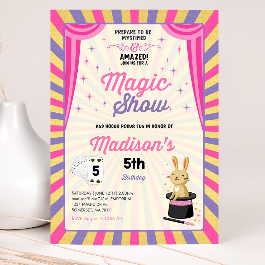 girl magician invitation magician birthday invitation magic show magic show birthday magician party 2