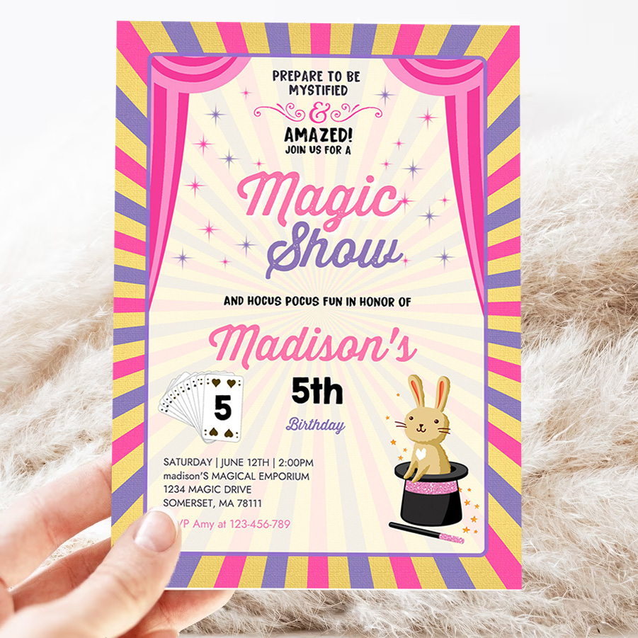 girl magician invitation magician birthday invitation magic show magic show birthday magician party 3