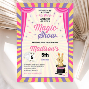 girl magician invitation magician birthday invitation magic show magic show birthday magician party 5