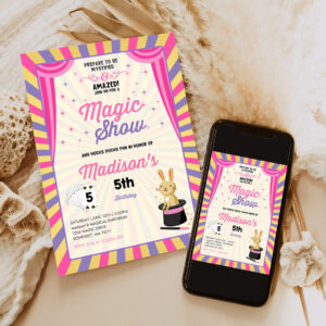 girl magician invitation magician birthday invitation magic show magic show birthday magician party 6
