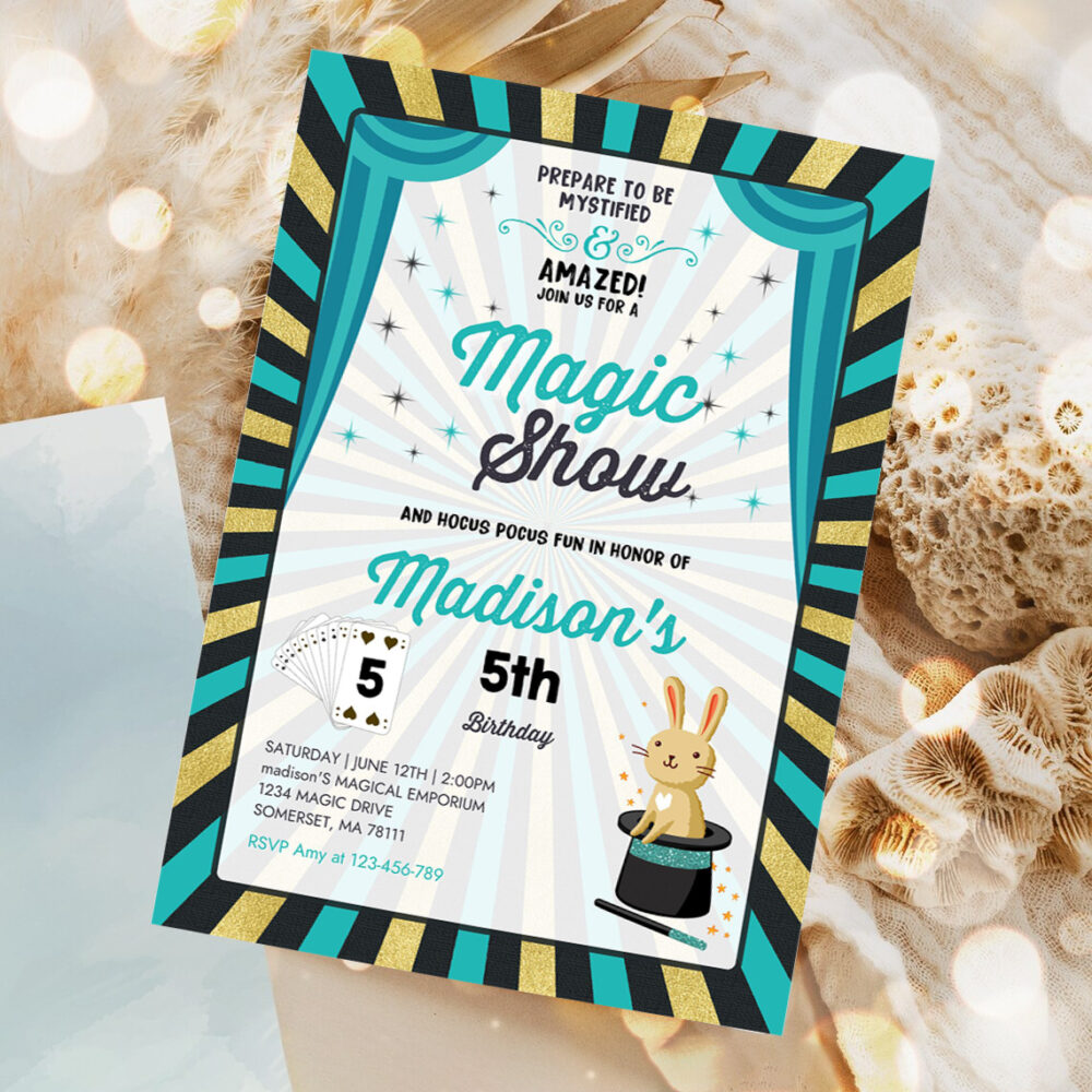 girl magician invitation magician birthday invitation magic show party magic show birthday magician party 1