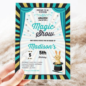 girl magician invitation magician birthday invitation magic show party magic show birthday magician party 3