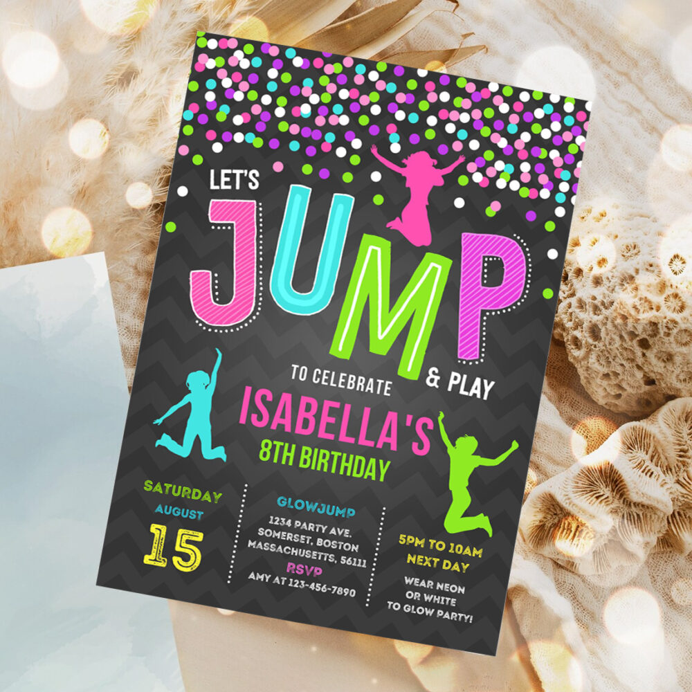 jump invitation jump birthday invitation trampoline bounce house party jump party lets jump party 1