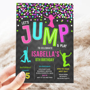 jump invitation jump birthday invitation trampoline bounce house party jump party lets jump party 3