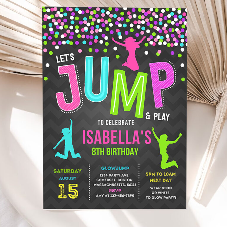 jump invitation jump birthday invitation trampoline bounce house party jump party lets jump party 5