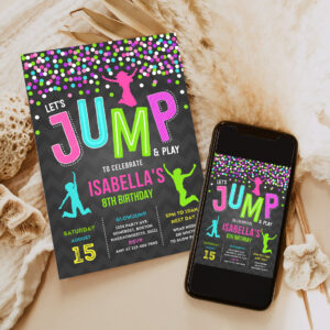 jump invitation jump birthday invitation trampoline bounce house party jump party lets jump party 6