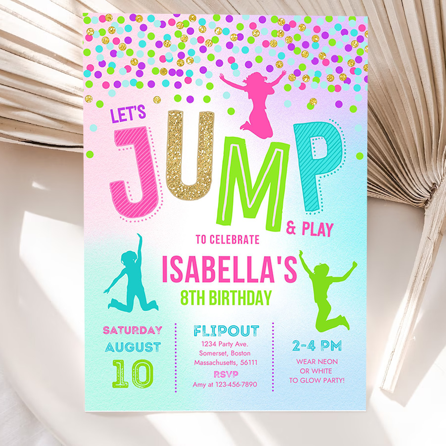 jump invitation jump birthday invitation trampoline party bounce house jump party lets jump party 5