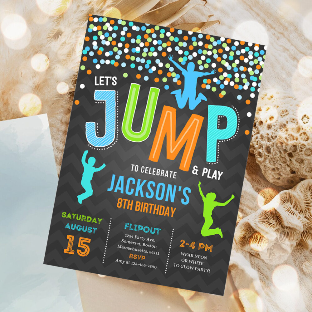 jump invitation jump birthday invitation trampoline party bounce house jump party lets jump party invites 1