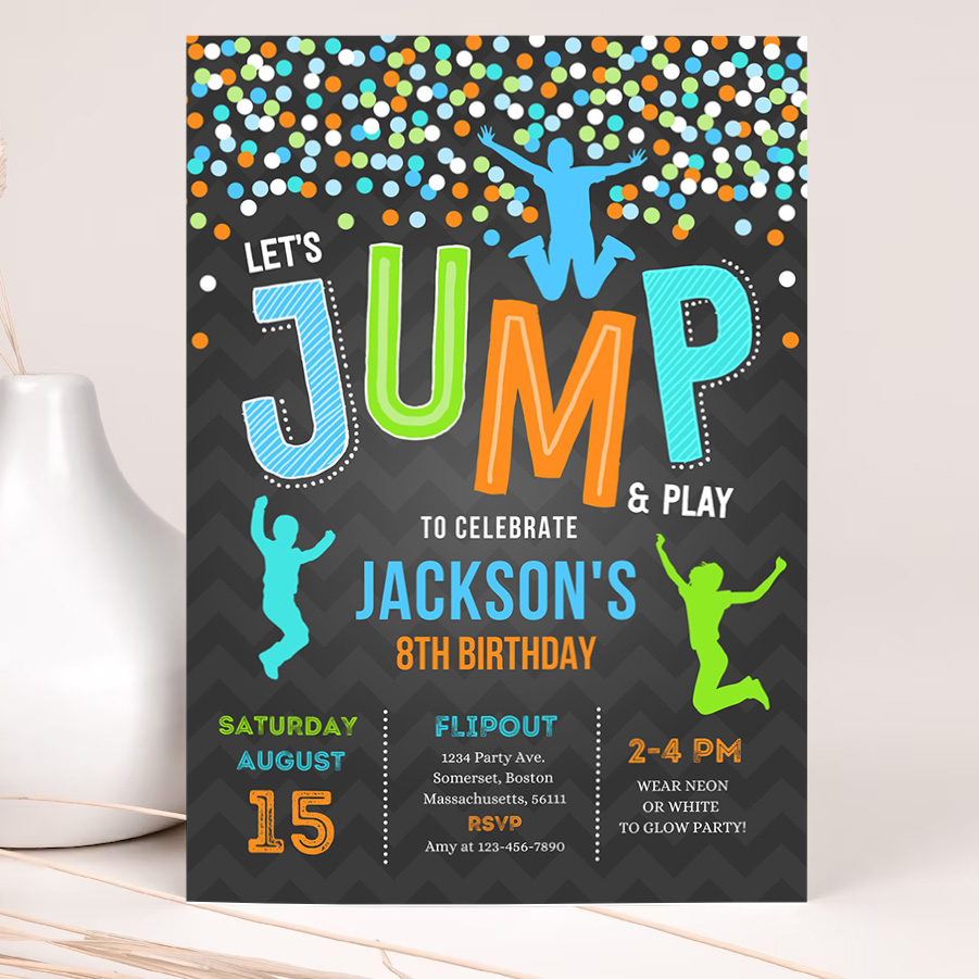 jump invitation jump birthday invitation trampoline party bounce house jump party lets jump party invites 2