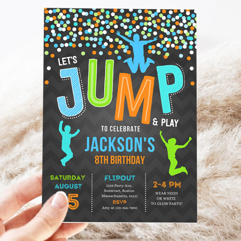 jump invitation jump birthday invitation trampoline party bounce house jump party lets jump party invites 3