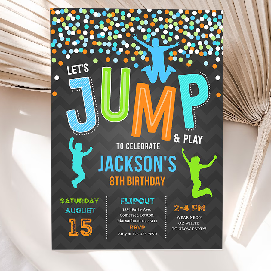 jump invitation jump birthday invitation trampoline party bounce house jump party lets jump party invites 5