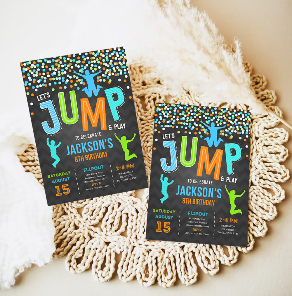 jump invitation jump birthday invitation trampoline party bounce house jump party lets jump party invites 7