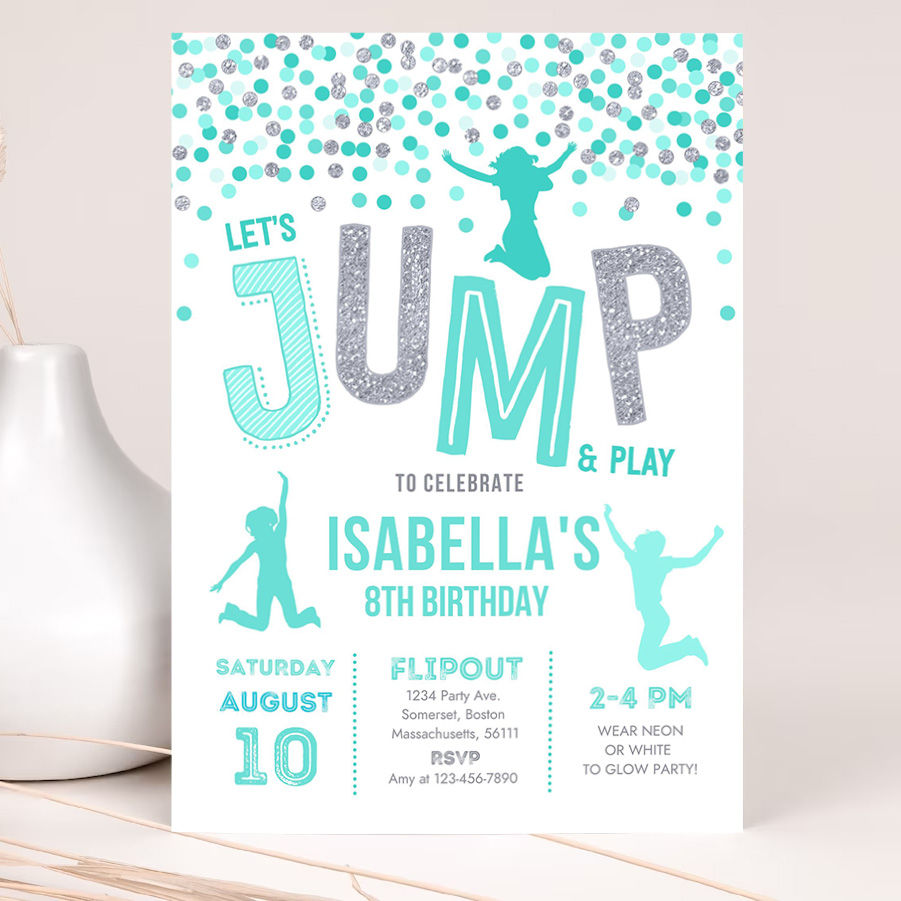 jump invitation jump birthday invitation trampoline party bounce house party jump party lets jump 2