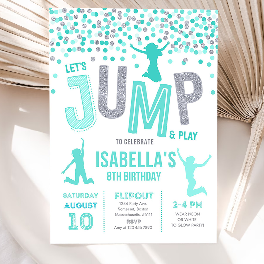 jump invitation jump birthday invitation trampoline party bounce house party jump party lets jump 5