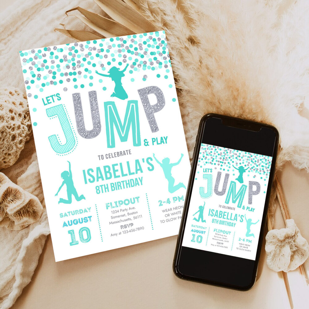 jump invitation jump birthday invitation trampoline party bounce house party jump party lets jump 6