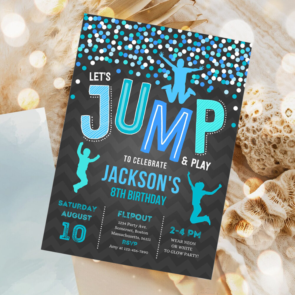 jump invitation jump birthday invitation trampoline party bounce house party jump party lets jump birthday invitation 1