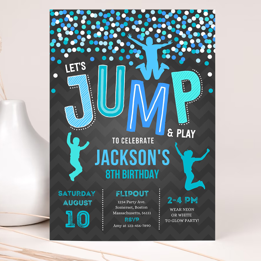 jump invitation jump birthday invitation trampoline party bounce house party jump party lets jump birthday invitation 2