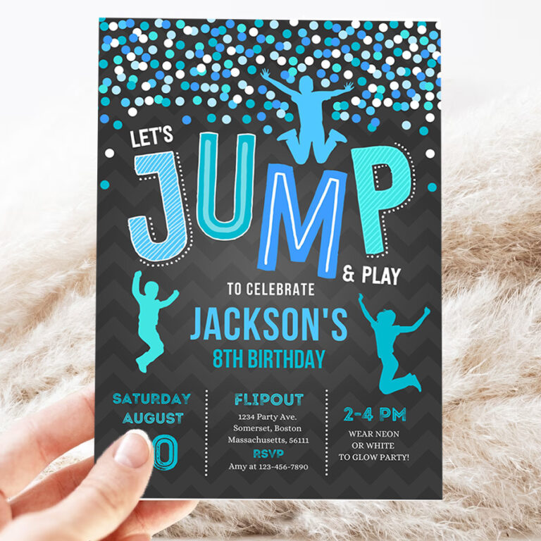 jump invitation jump birthday invitation trampoline party bounce house party jump party lets jump birthday invitation 3