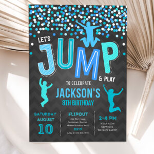 jump invitation jump birthday invitation trampoline party bounce house party jump party lets jump birthday invitation 5