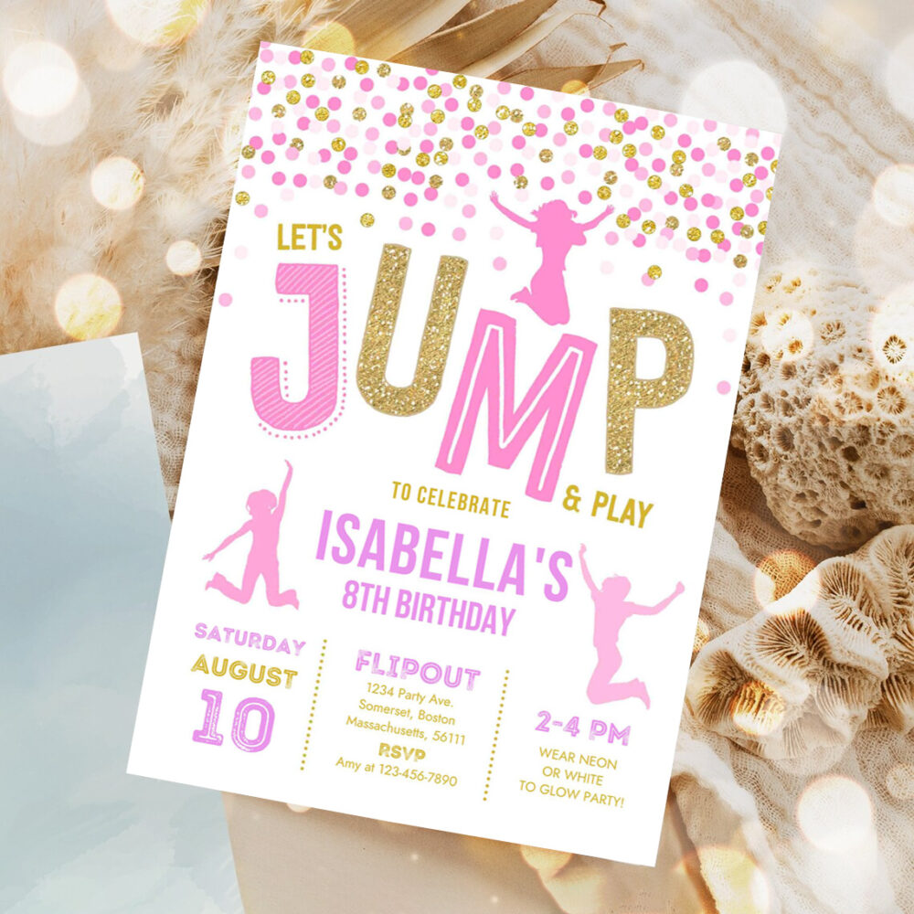 jump invitation jump birthday invitation trampoline party bounce house party jump party lets jump invitation 1