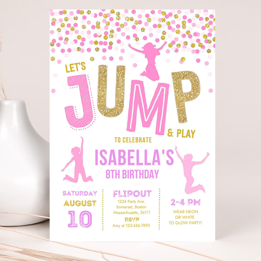 jump invitation jump birthday invitation trampoline party bounce house party jump party lets jump invitation 2