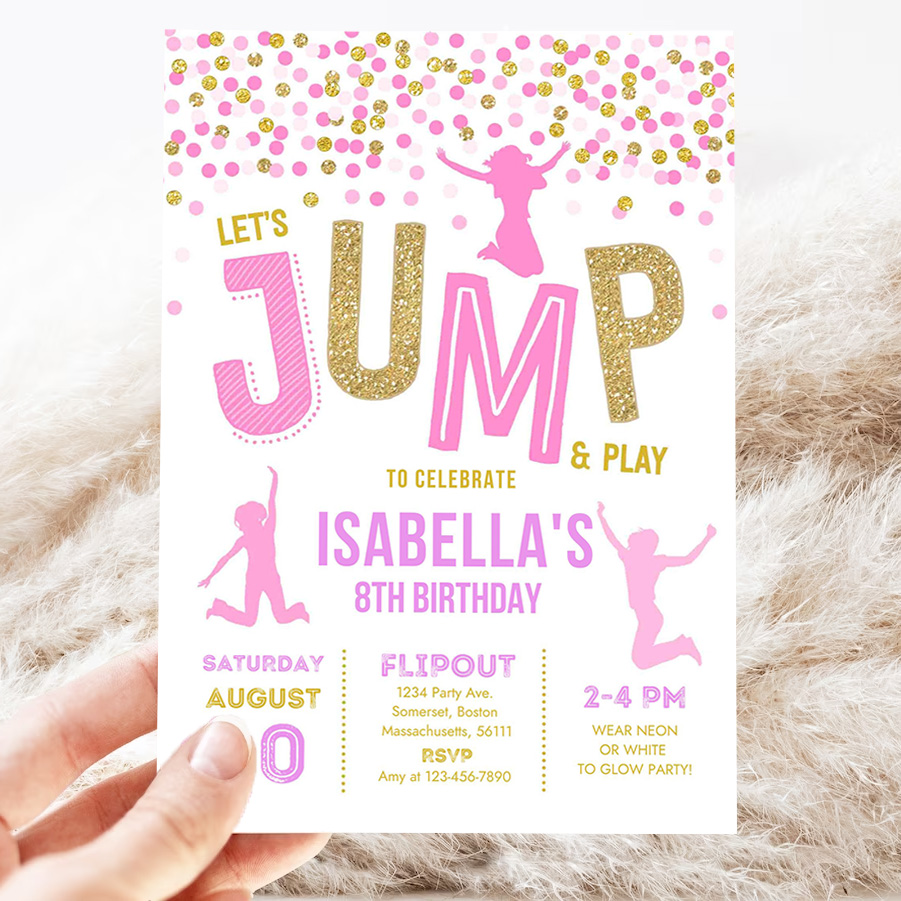 jump invitation jump birthday invitation trampoline party bounce house party jump party lets jump invitation 3