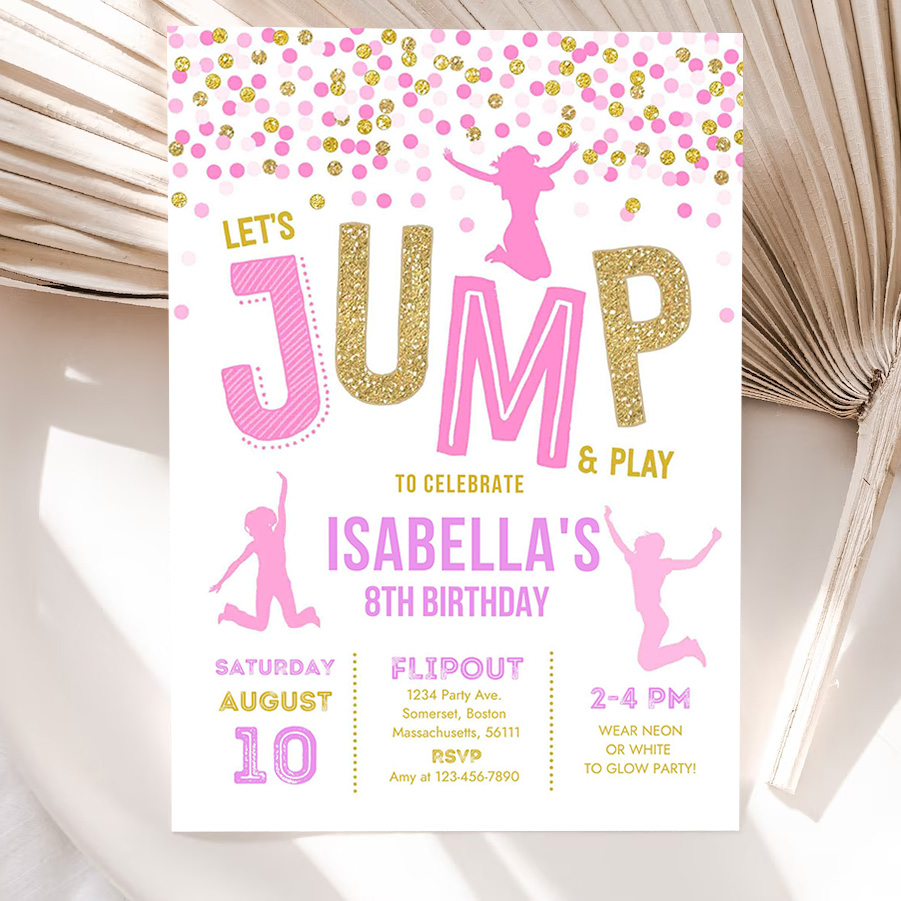 jump invitation jump birthday invitation trampoline party bounce house party jump party lets jump invitation 5