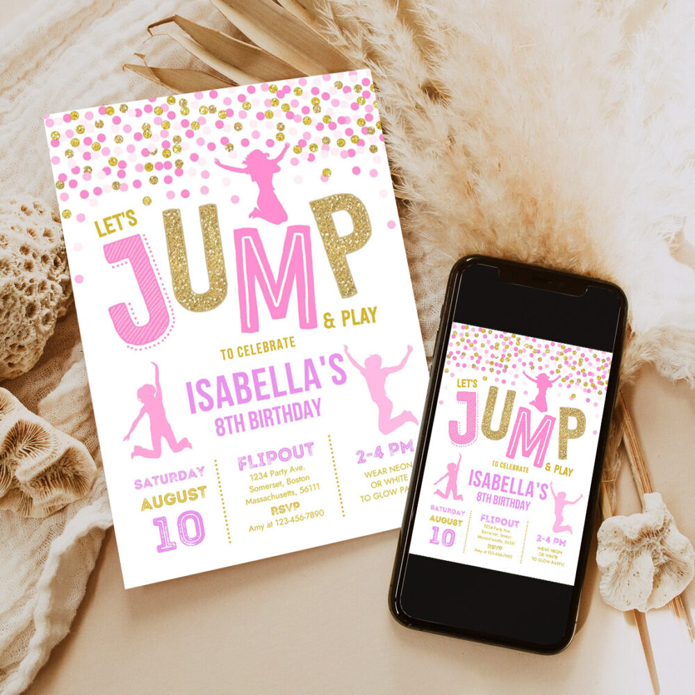 jump invitation jump birthday invitation trampoline party bounce house party jump party lets jump invitation 6