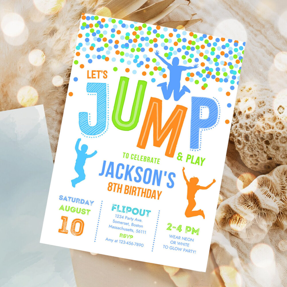 jump invitation jump birthday invitation trampoline party bounce house party jump party lets jump invite 1