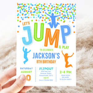 jump invitation jump birthday invitation trampoline party bounce house party jump party lets jump invite 3