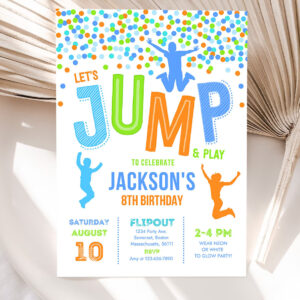 jump invitation jump birthday invitation trampoline party bounce house party jump party lets jump invite 5