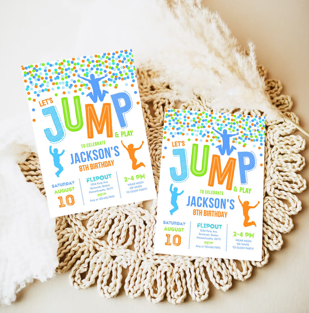 jump invitation jump birthday invitation trampoline party bounce house party jump party lets jump invite 7