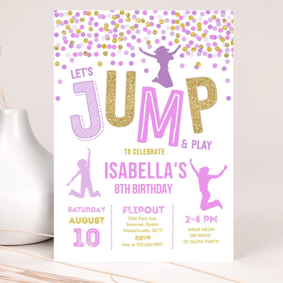 jump invitation jump birthday invitation trampoline party bounce house party jump party lets jump party 2