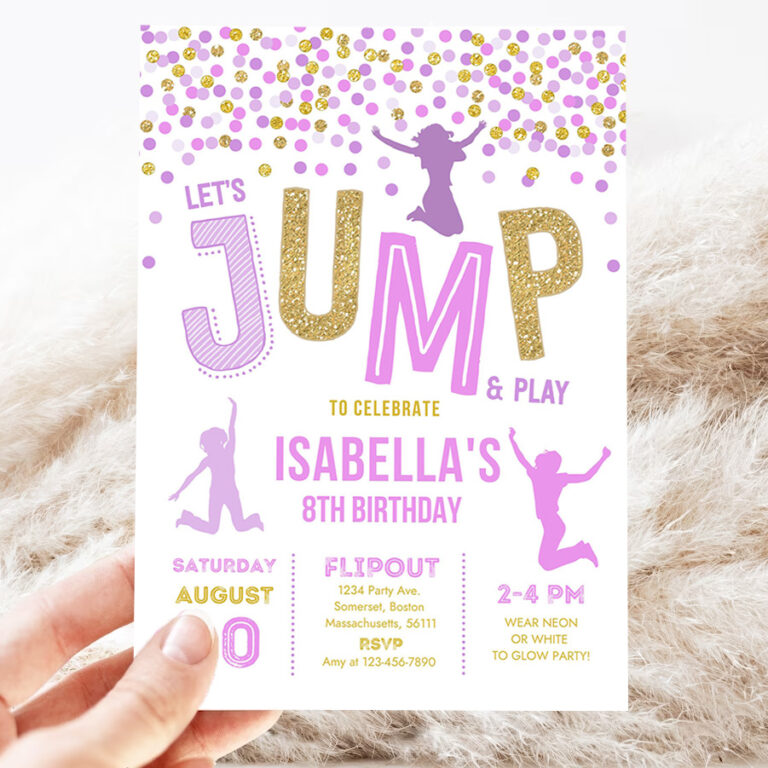 jump invitation jump birthday invitation trampoline party bounce house party jump party lets jump party 3