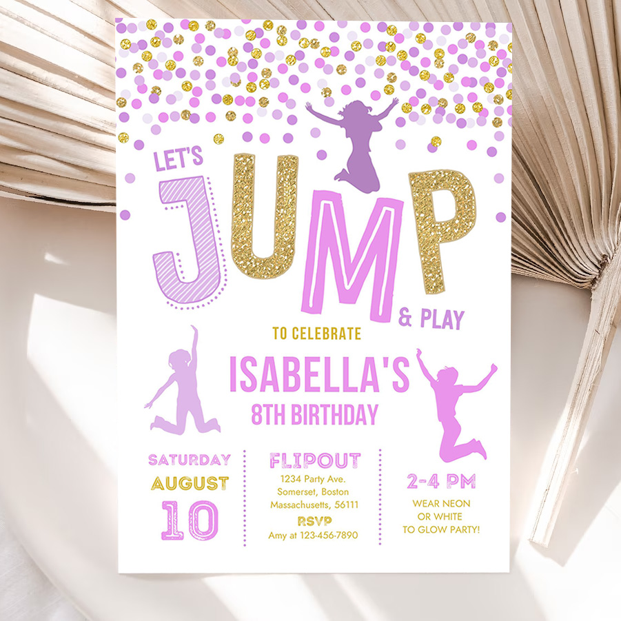 jump invitation jump birthday invitation trampoline party bounce house party jump party lets jump party 5