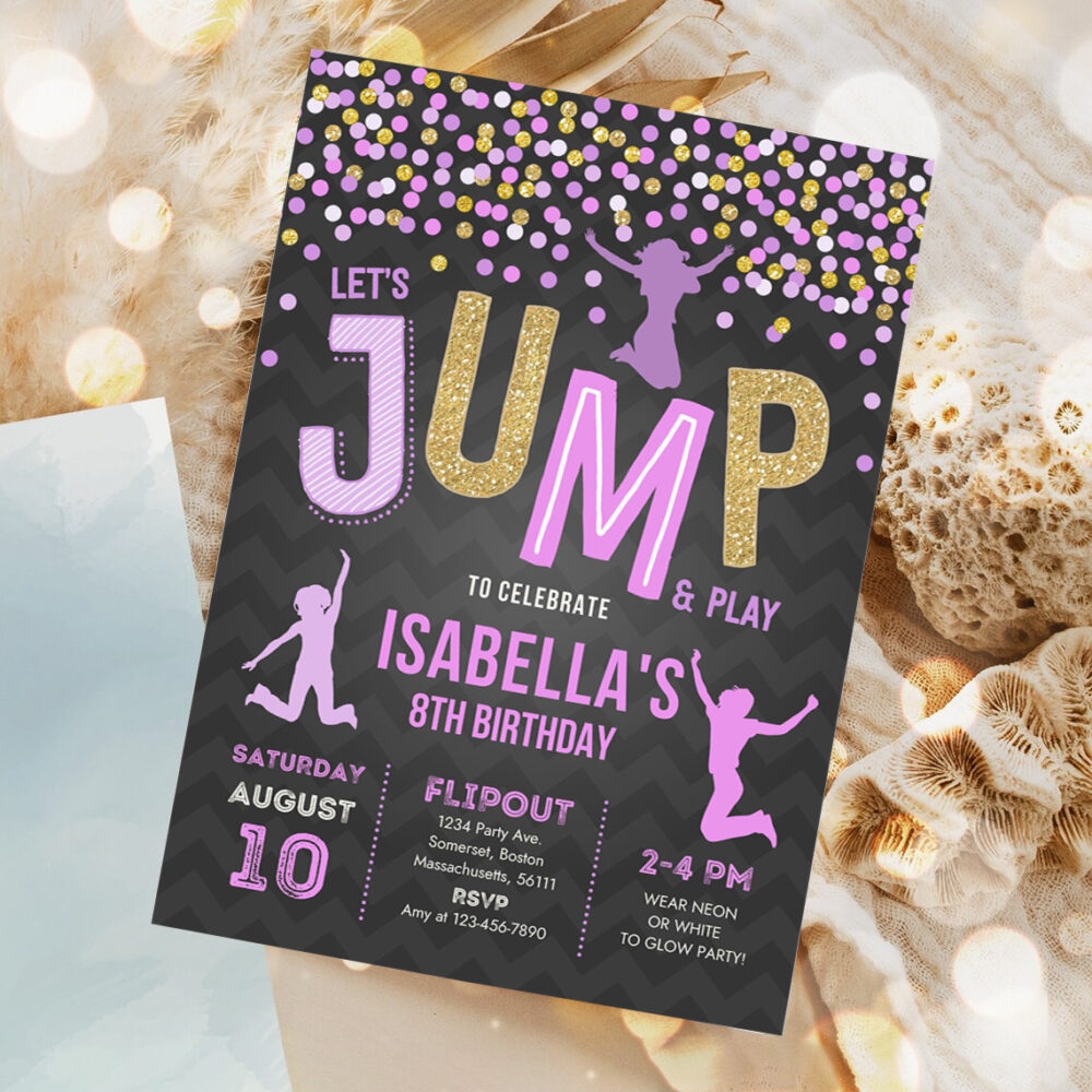 jump invitation jump birthday invitation trampoline party bounce house party jump party lets jump party invitation 1