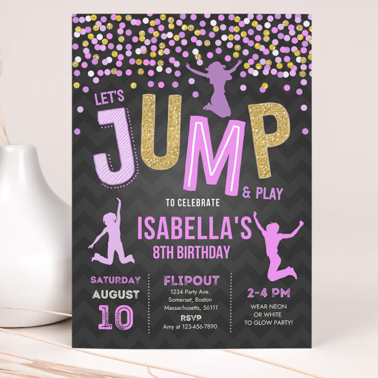 jump invitation jump birthday invitation trampoline party bounce house party jump party lets jump party invitation 2