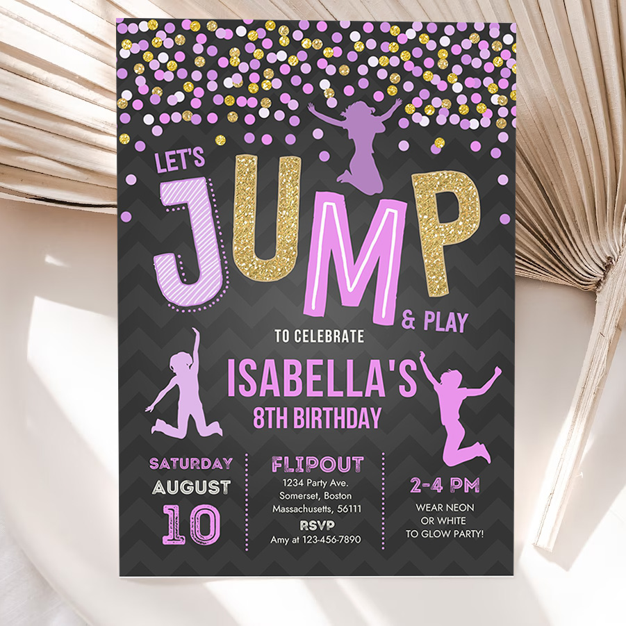 jump invitation jump birthday invitation trampoline party bounce house party jump party lets jump party invitation 5