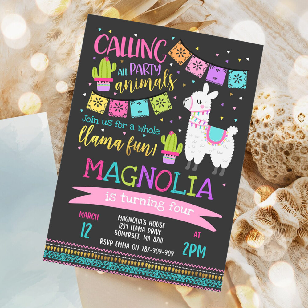 llama invitation llama birthday invitation whole llama fun invitation llama party alpaca party cactus party 1