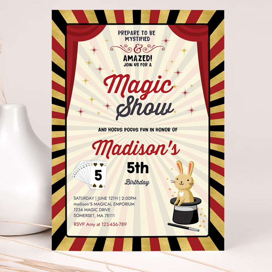 magician invitation magician birthday invitation magic show magic show birthday magician party invitation 2