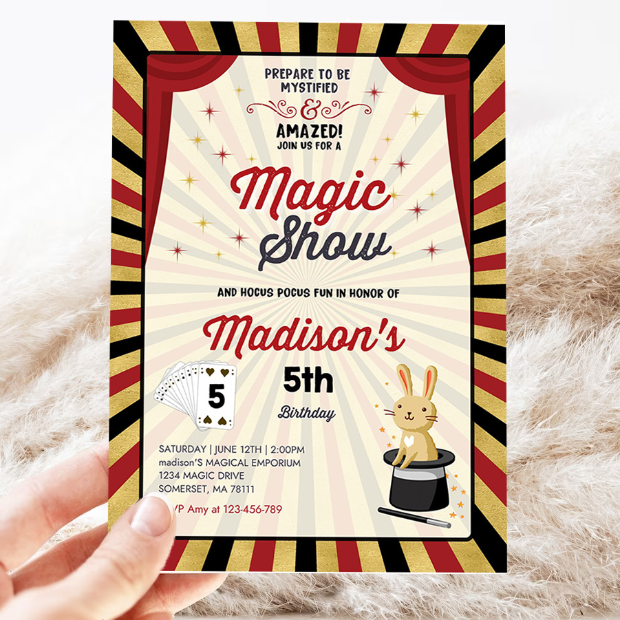 magician invitation magician birthday invitation magic show magic show birthday magician party invitation 3