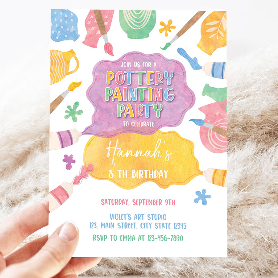 pottery painting party invitation painting birthday invitation art party invitation 3